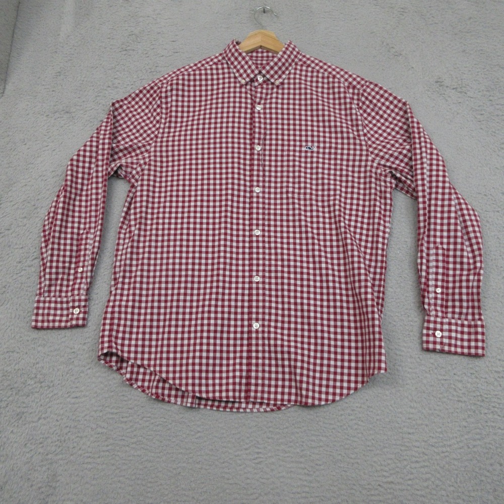 Vineyard Vines Preppy Shirt Mens Large Red Check Tucker Button Down